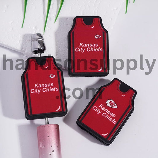 Kansas City KC Football Jersey Chiefs Team Sports Design Silicone Focal Bead