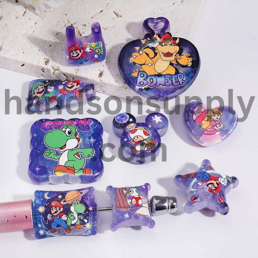 Plumber Cartoon Character in Various Shapes Acrylic Beads Random Mix