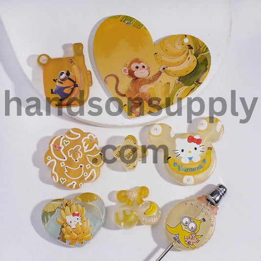 Cute Banana Animal Yellow Series Acrylic Beads Random Mix