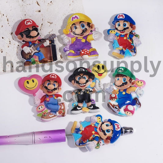 Glossy Plumber Character Assorted Outfit Series Acrylic Beads Random Mix