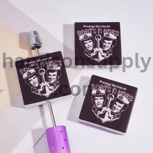 American Two Brothers Comedy Character Flat Square Shape Silicone Focal Beads
