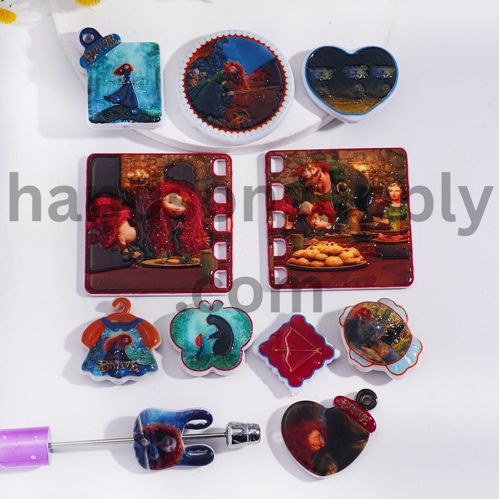 Cute Character Brave Princess Girl Charm Acrylic Beads Pendant Random Mix