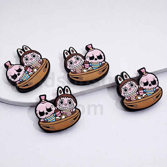 Cute Skull Halloween Labub and Horror Skeleton Silicone Focal Beads