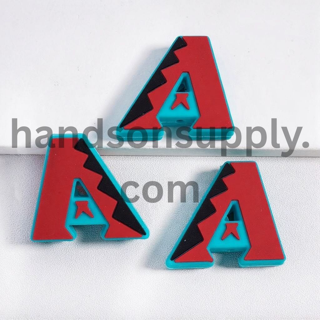 Arizona Baseball “Rattlesnake A” Sports Theme Silicone Focal Beads