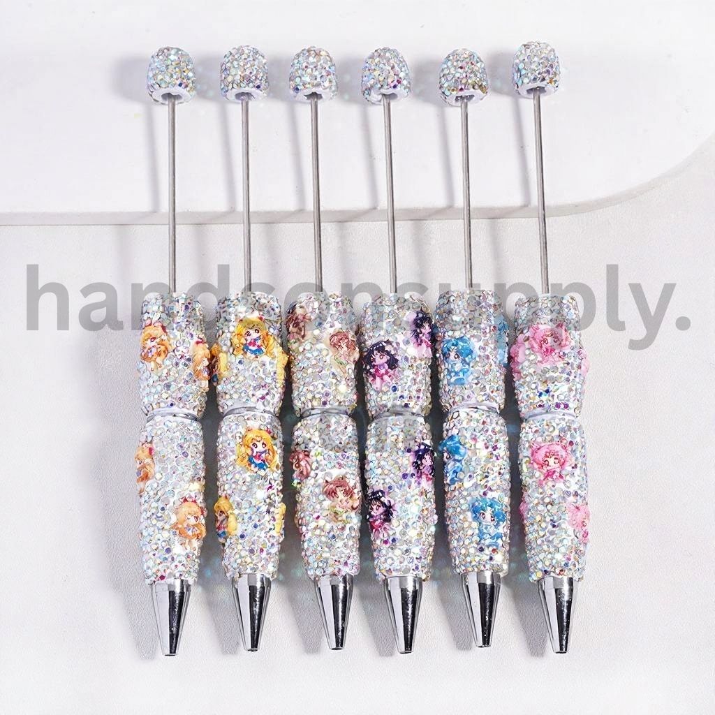 Japanese Cute Girl with AB Rhinestones Beadable Clay Pen Random Mix