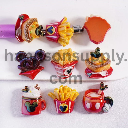 UV Coated Classic Cartoon Mouse Fast Food Acrylic Beads Random Mix