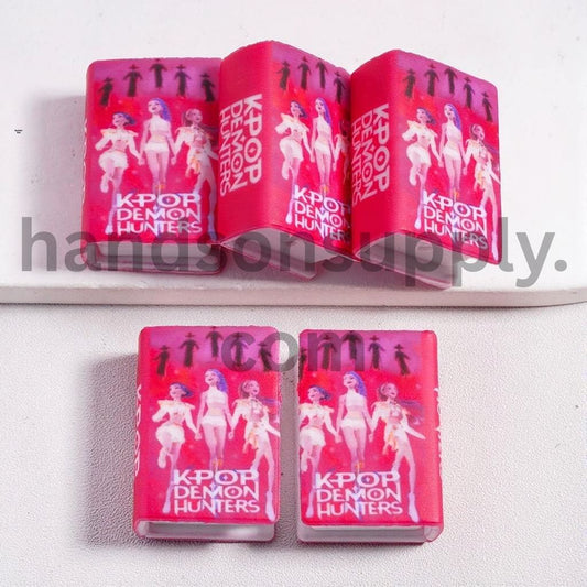 3D Mini Red Book with Beautiful Girls Group Silicone Focal Beads