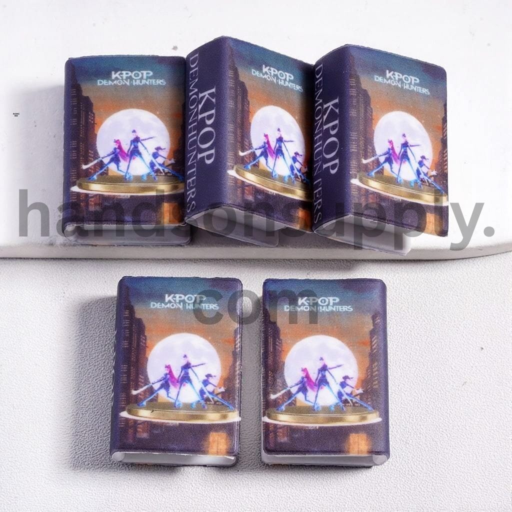 3D Mini Book Girls Group at Night in Moonlite Cityscape Silicone Focal Beads