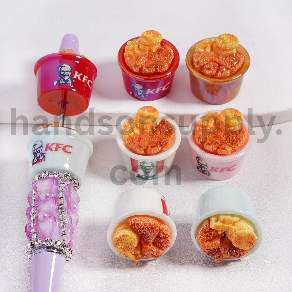 UV Coated Fast Food Acrylic Beads Height 19 MM, Random Mix