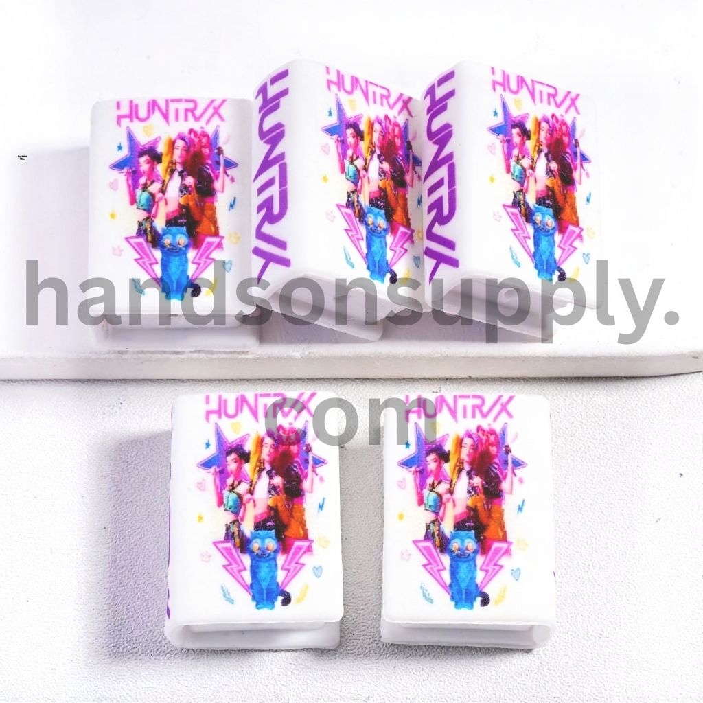 3D Mini Book Spirited Girls Group & Cat Stars on White Silicone Focal Beads