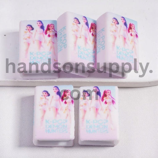 3D Mini Book Light Clothed Girls Group on White Silicone Focal Beads