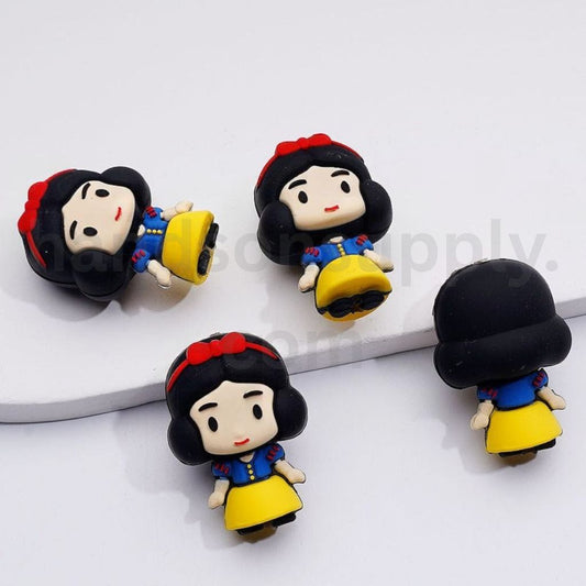 Cute 3D Disne Headband Sno Whit Princess with Red Bow Silicone Focal Beads