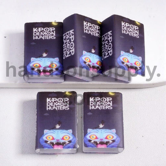 3D Mini Black Book Girls, Cat & Bird under Moon Cloud Silicone Focal Beads