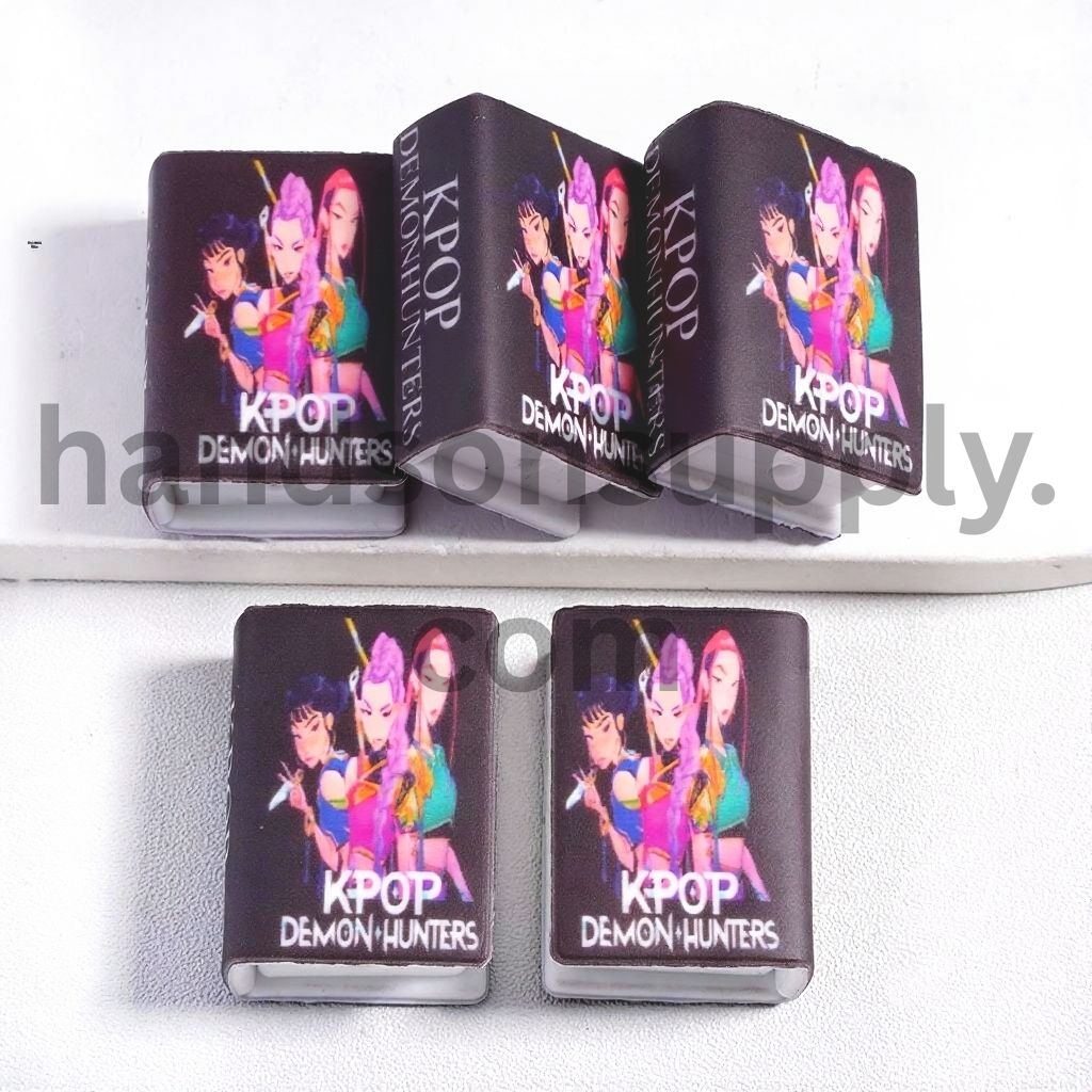 3D Mini Black Book Elegant Girls Group on Black Background Silicone Focal Beads