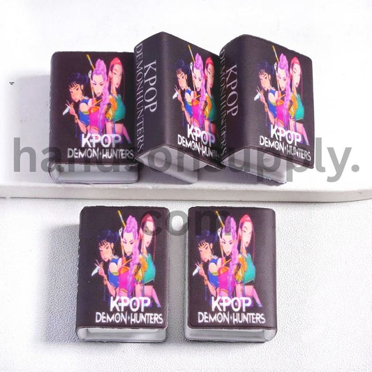 3D Mini Black Book Elegant Girls Group on Black Background Silicone Focal Beads