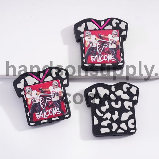 Atlanta Football Jersey with Cow Print, Sports Team Silicone Focal Beads
