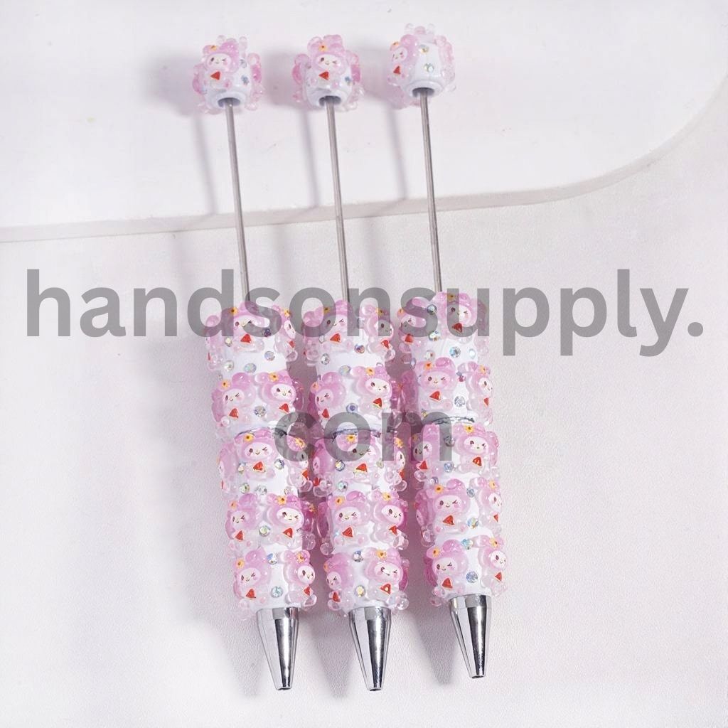 Cute Pink Cartoon Character with Watermelon &AB Rhinestones Beadable C ...