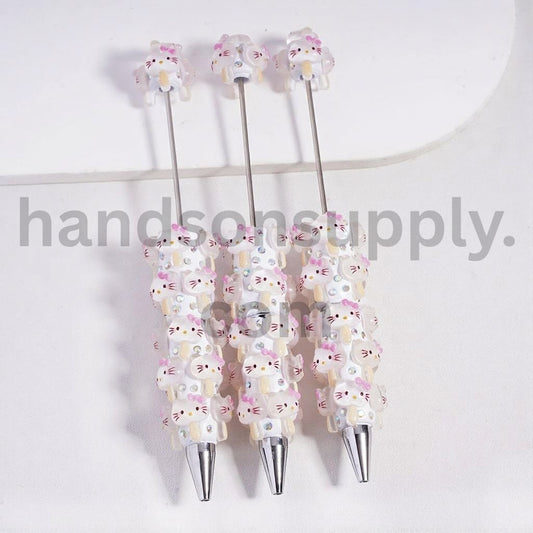 Cute Fun Cat Character with Popsicle & AB Rhinestones Beadable Clay Pen
