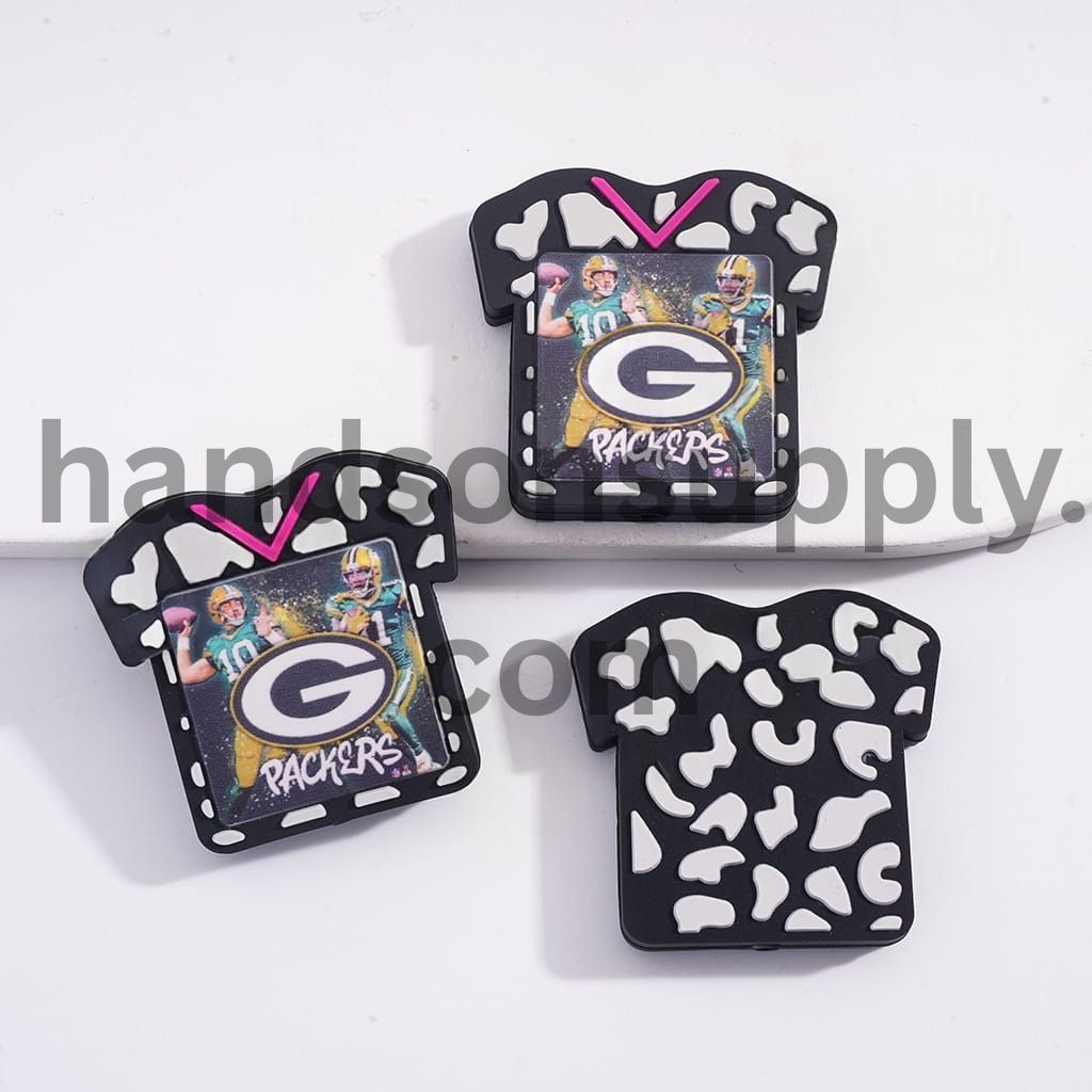 Pittsburgh Football Soccer Jersey with Cow Print Silicone Focal Bead
