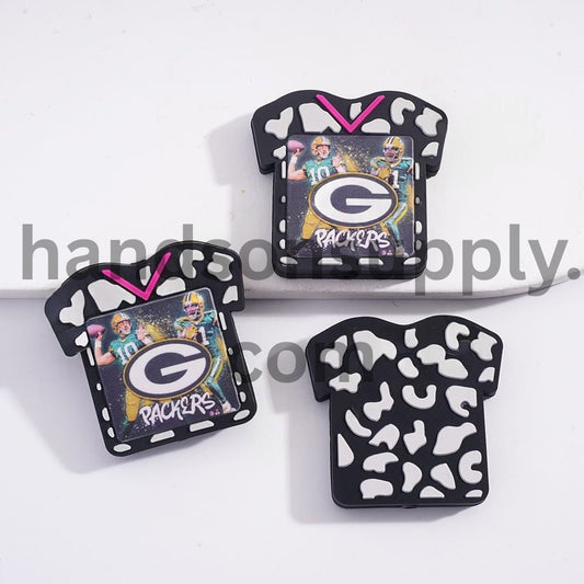 Pittsburgh Football Soccer Jersey with Cow Print Silicone Focal Bead