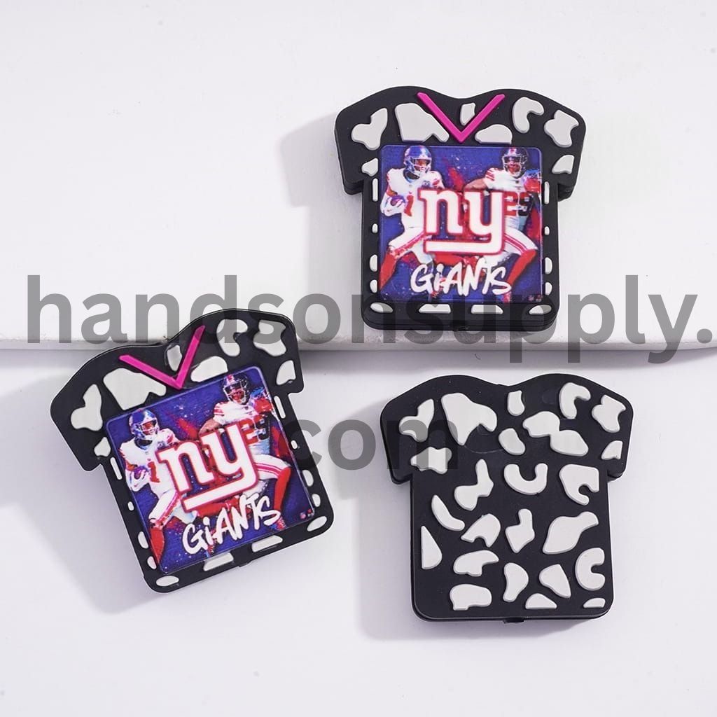 NY Football Soccer Shirt Jersey with Cow Print Sports Charm Silicone Focal Bead