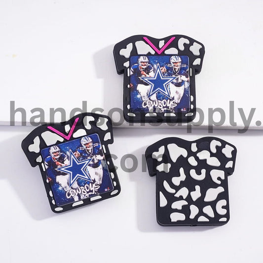 Dallas Football Soccer Shirt Jersey with Cow Print Sports Charm Silicone Focal Bead