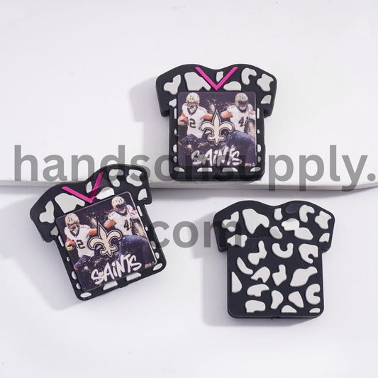 NOLA Football Soccer Shirt Jersey with Cow Print Sports Charm Silicone Focal Bead