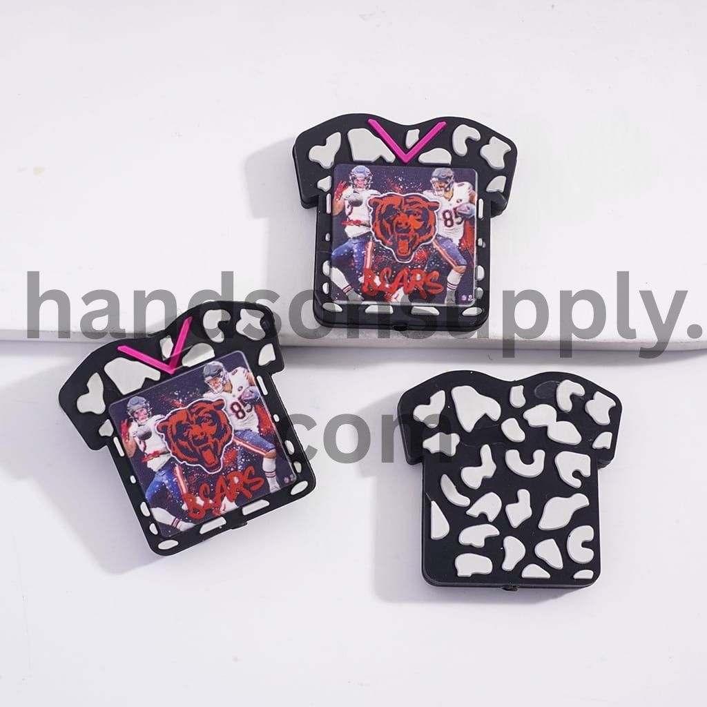 Chicago Football Soccer Shirt Jersey with Cow Print Sports Charm Silicone Focal Bead