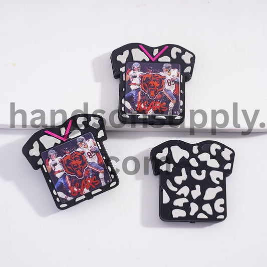 Chicago Football Soccer Shirt Jersey with Cow Print Sports Charm Silicone Focal Bead