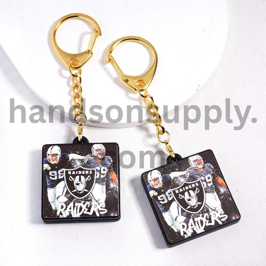 Las Vegas USA Football Lobster Clasp with Silicone Charm Pendant  Keychain with Gold Lobster Clasp