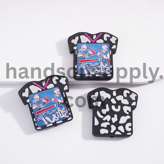 Buffalo Football Soccer Shirt Jersey with Cow Print Sports Charm Silicone Focal Bead