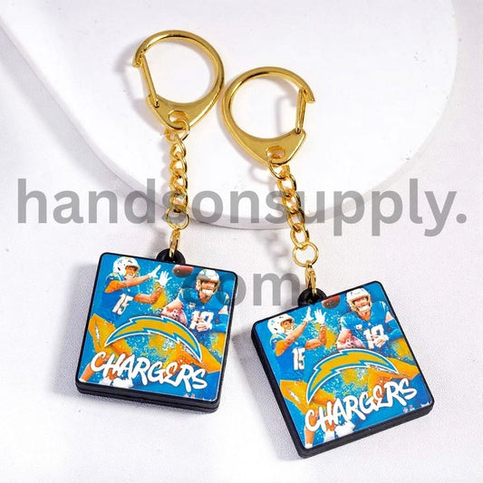 Los Angeles USA Football Lobster Clasp with Silicone Charm Pendant Keychain with Gold Lobster Clasp