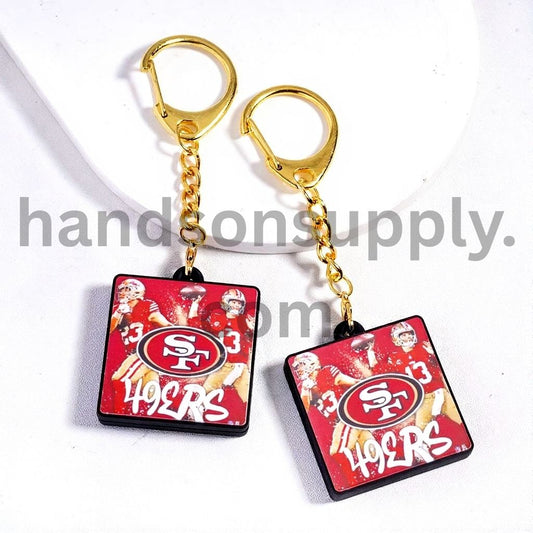 San Francisco USA Football Lobster Clasp with Silicone Charm Pendant  Keychain with Gold Lobster Clasp