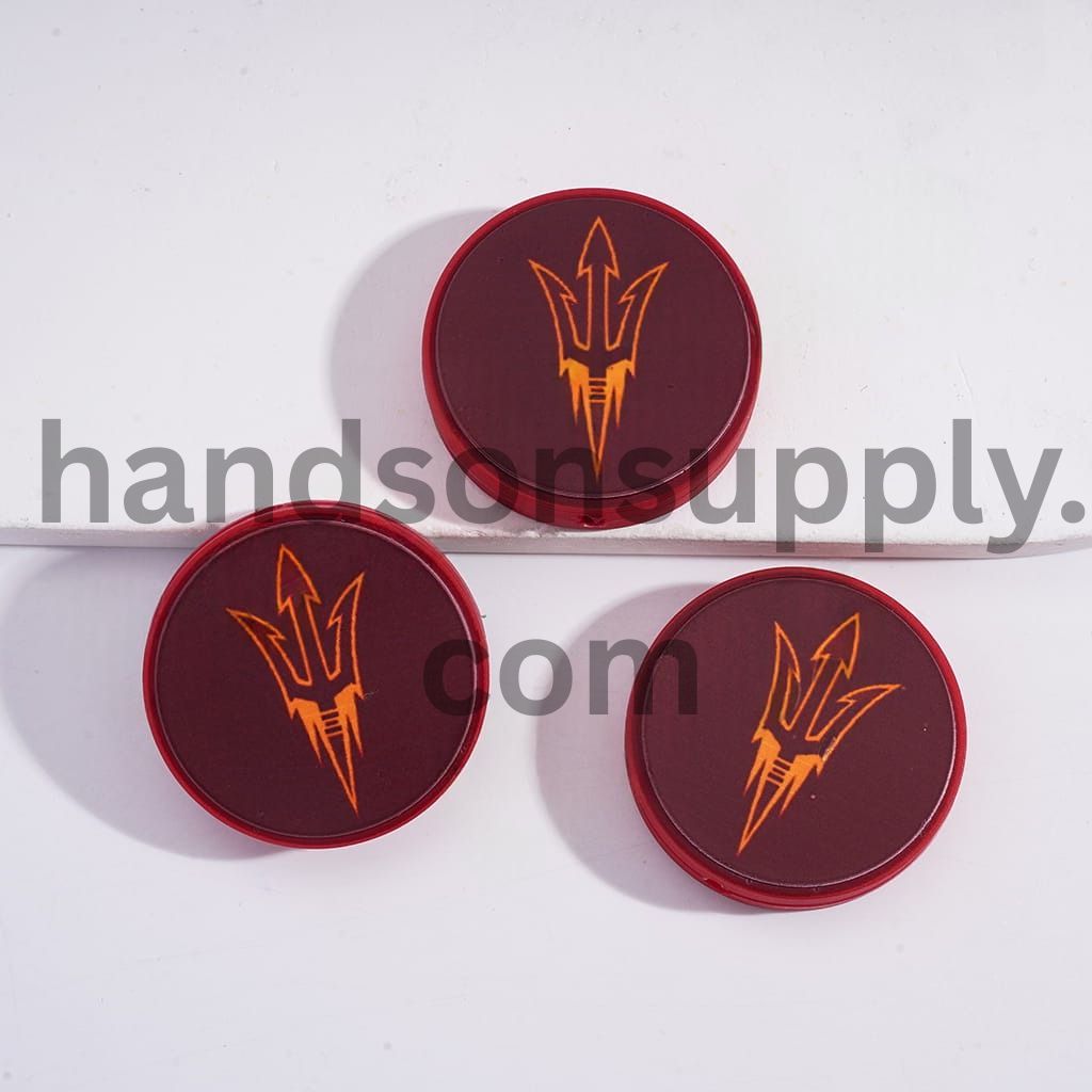 Arizona State University Sun Magic Basketball Team Flat Round Shape Silicone Focal Beads