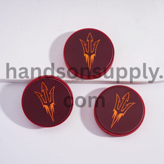 Arizona State University Sun Magic Basketball Team Flat Round Shape Silicone Focal Beads