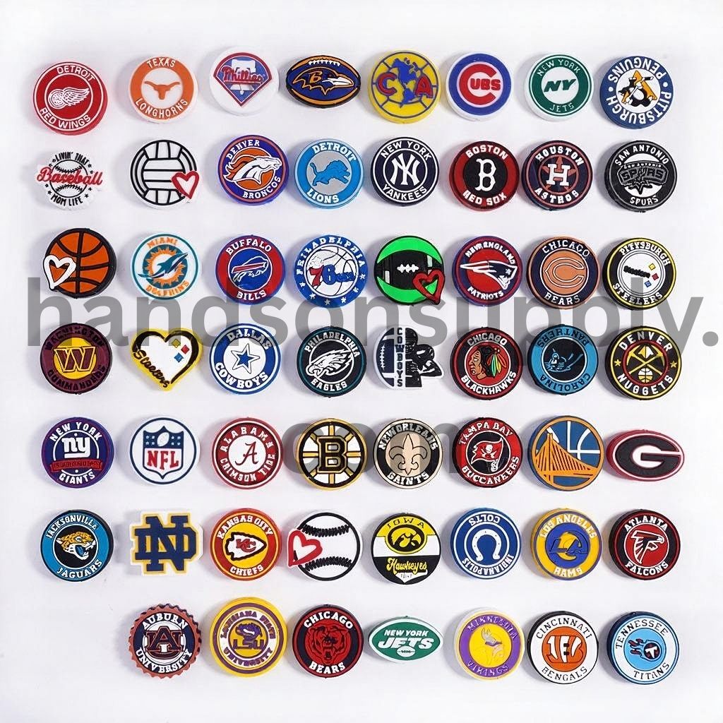 American Football & Baseball Series Game Theme Silicone Focal Beads Random Mix
