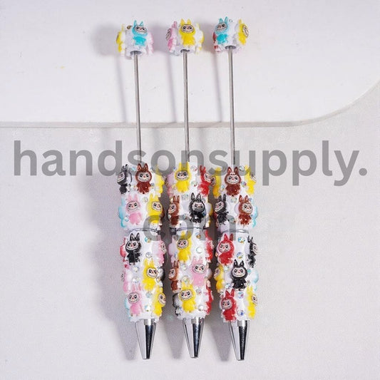 Cute Colorful Monster Character Beadable Clay Pens with AB Rhinestones