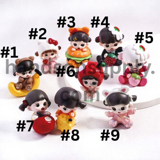 Cute Baby Girls Eating Fruit Acrylic Figures Jewelry Accessories (No Hole)