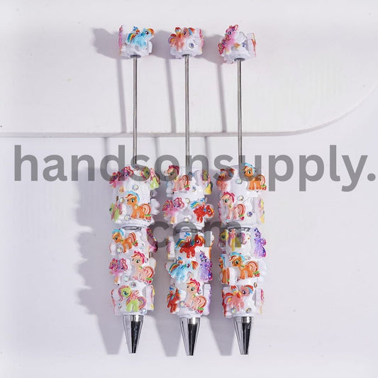 Unicorn Little Horse Series with AB Rhinestones and White Pearls Clay Pens