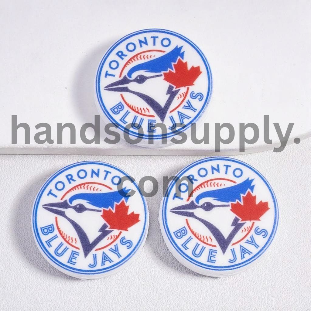 Toronto Blue Jays Baseball Sport Themed Flat Round Silicone Beads