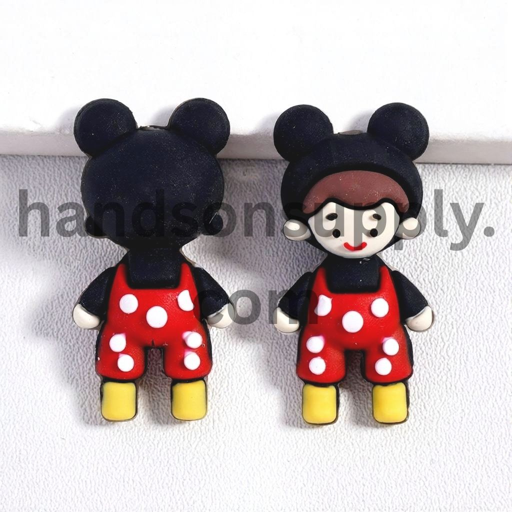 3D Mini Boy in Red & Black Mouse Costume Silicone Focal Beads