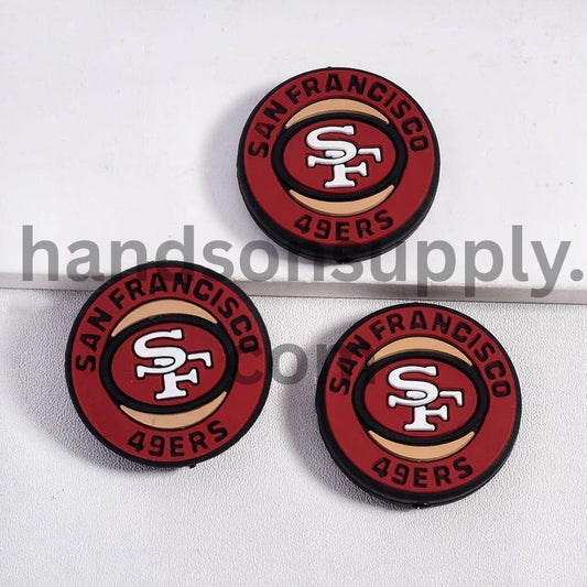 USA Football San Francisco Sport Team Theme Flat Round Shape Silicone Focal Beads