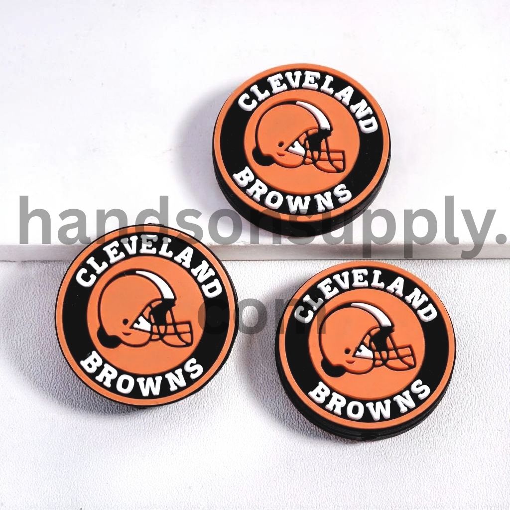 Cleveland Team Spirit USA Football Theme Flat Round Shape Silicone Focal Bead