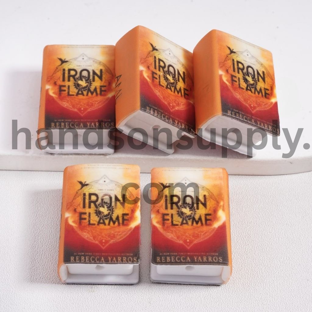 3D Mini Fantasy Love Book and Romance Series Charm with Orange & Red Ombre Color Silicone Focal Beads