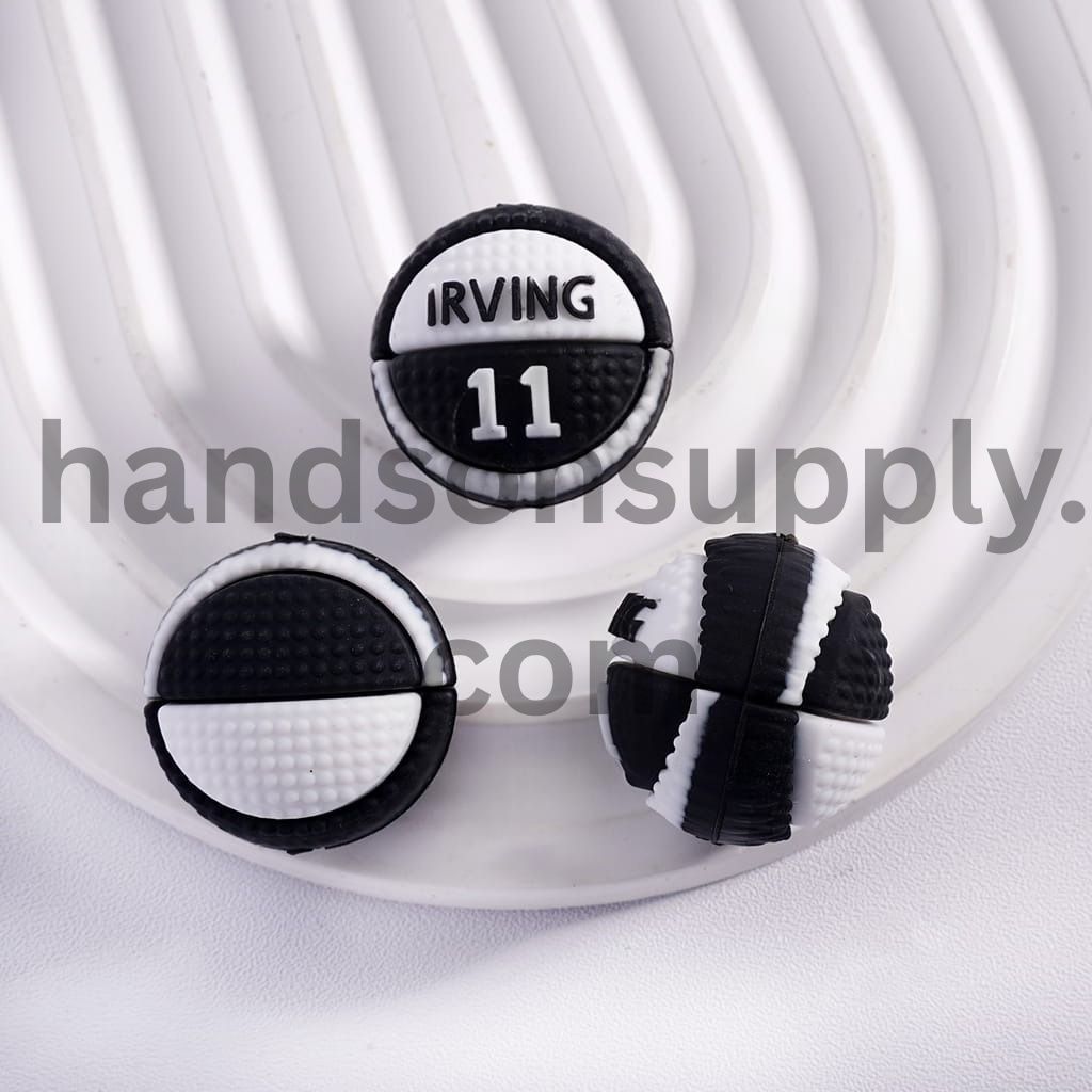3D Basketball #11 Black & White Player Design Silicone Focal Beads