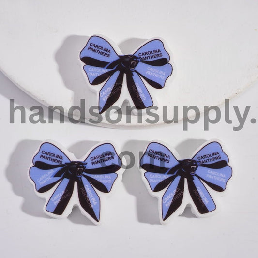 Carolina Football Pattern Printed Bow Tie Shape Silicone Focal Beads