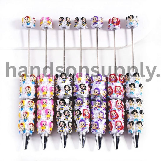 Princess & Prince Boy & Girl with White Pearls Beadable Clay Pens Random Mix