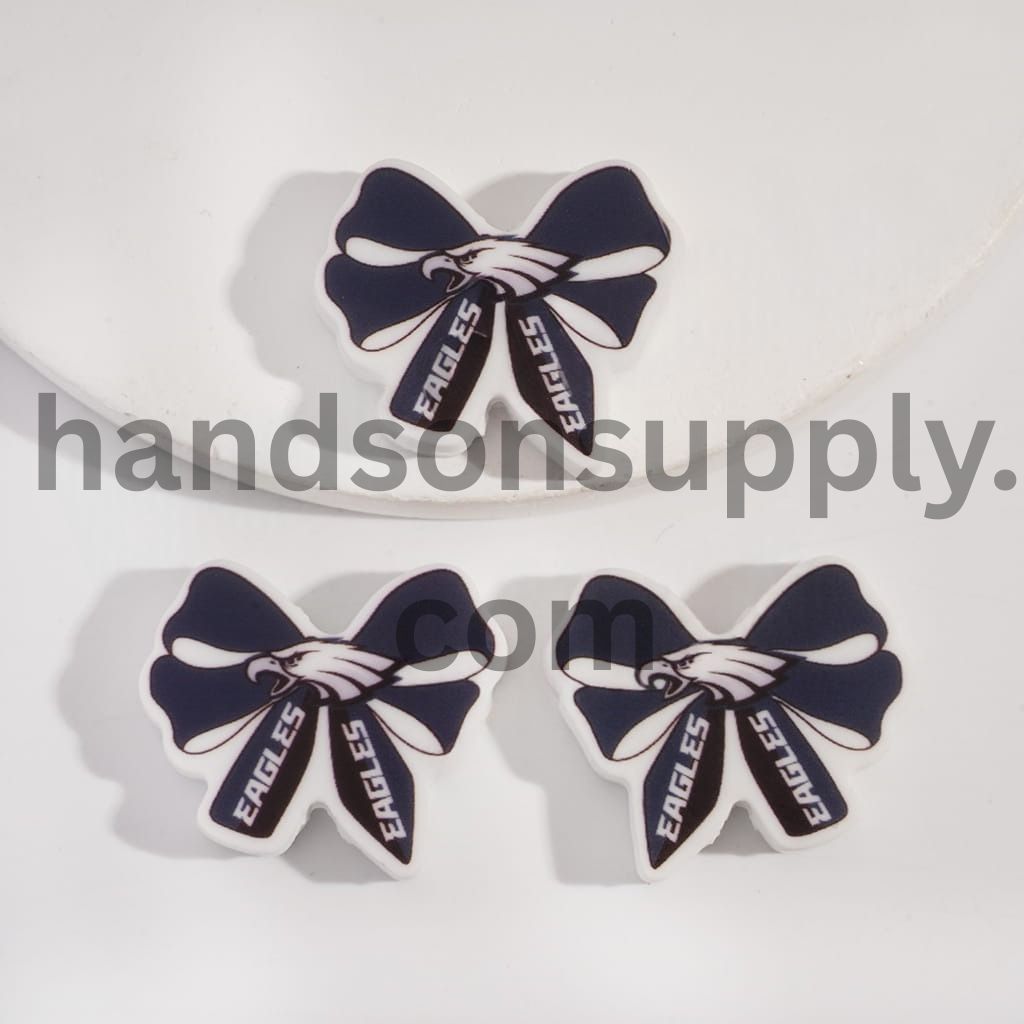 Philly Football Pattern on Bow Tie Shape Silicone Focal Beads