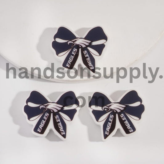 Philly Football Pattern on Bow Tie Shape Silicone Focal Beads