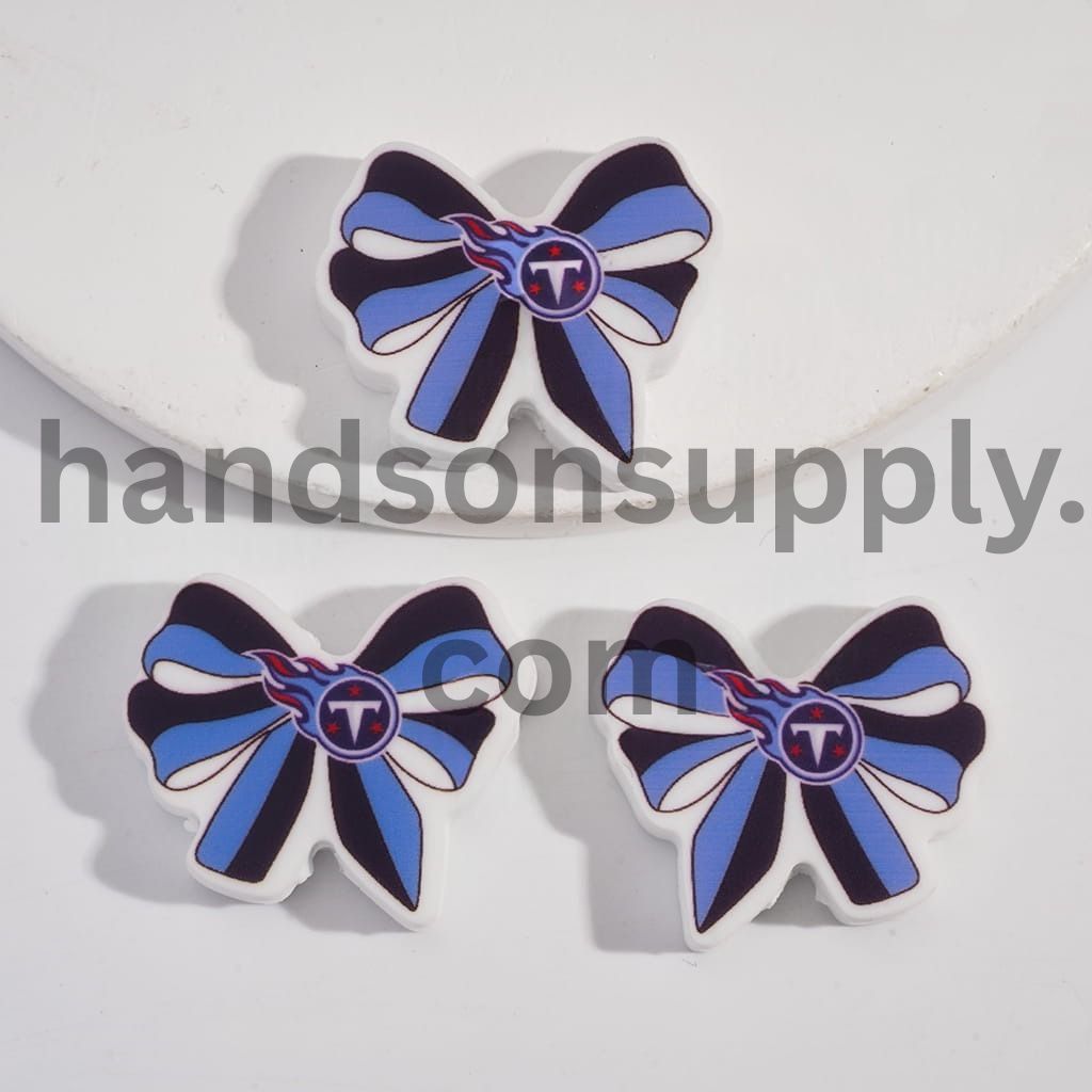 Tennessee Football Team Pattern on Bow Tie Shape Silicone Focal Bead